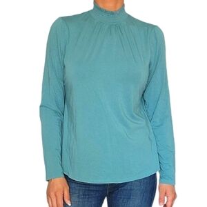 Sahalie Turtleneck Long Sleeve Blouse Large Blue